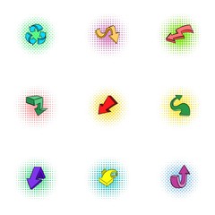Pointer icons set, pop-art style