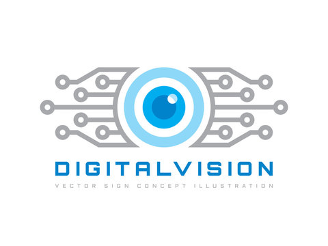 Digital vision - vector logo template concept illustration. Abstract human eye creative sign. Security technology and surveillance. Design element.