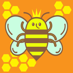 cartoon queen bee. royal queen bee