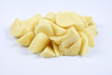 Fresh raw potato on white background.