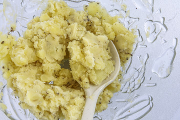 Mash potato in the making.