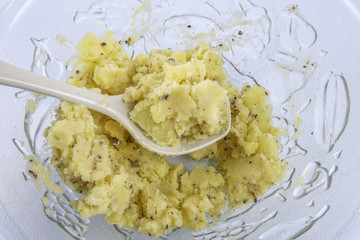 Mash potato in the making.