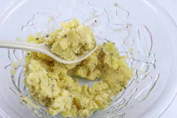 Mash potato in the making.