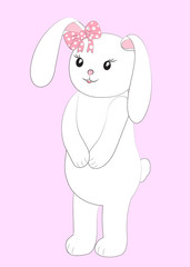 Cute bunny girl cartoon illustration