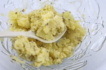 Mash potato in the making.