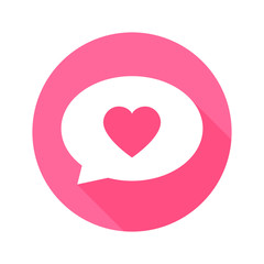 Speech bubble heart flat icon vector