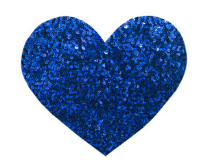 Round glitter blue sequin in heart shape