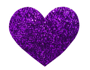 Round glitter violet sequin in heart shape