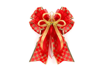 Red gift bow with ribbon isolated on the white background