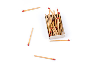 Sulfur matches matchbox isolated start light fire