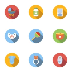 Baby icons set, flat style