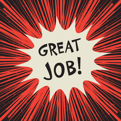 Comic explosion business concept with text Great Job