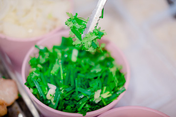 Vegetable . chopped coriander and Green onion To cook