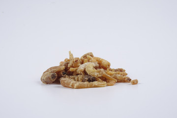 Deep fried shrimps, fritter shrimps, milanese shrimps on white background, small prawn,