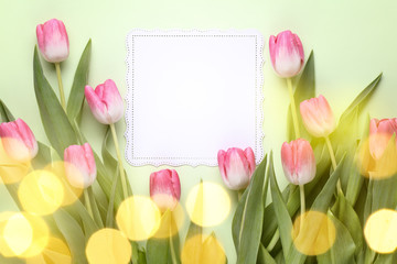 Tulip flower with greeting card
