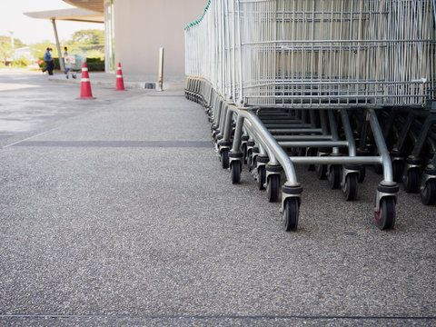 Shopping carts on parking lot