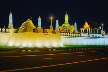 Naklejka premium streets near side the Grand Palace or Emerald Buddha Temple.