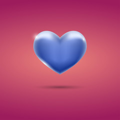 Glowing blue heart on pink background
