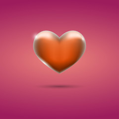 Glowing orange heart on pink background