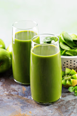 Green juice in tall glasses