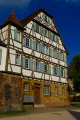 MAULBRONN, GERMANY - MAI 17, 2015: row Tudor style houses at the monastery is part of the UNESCO World Heritage Site.