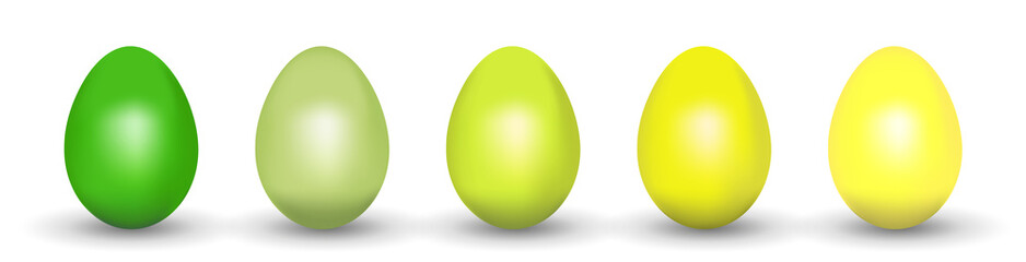 Grün gelbe Ostereier mit Standschatten, Vektor