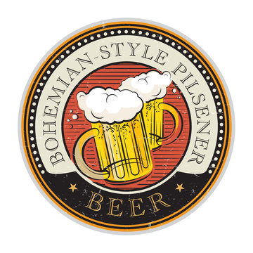 Stamp with Beer glass text Bohemian-Style Pilsener Beer
