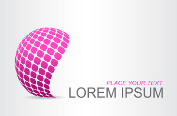 Logo stylized spherical surface with abstract shapes