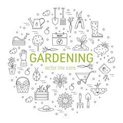 Gardening vector line icons