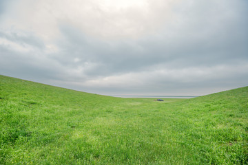 Scenic landscape with off-road vehicle