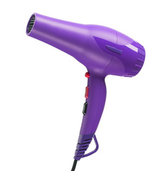 purple hair dryer isolated on white background