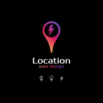 lightning hazard icon. location icon for map