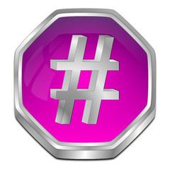 Hashtag Button - 3D illustration