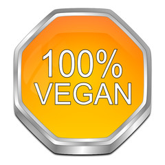 100% Vegan Button - 3D illustration