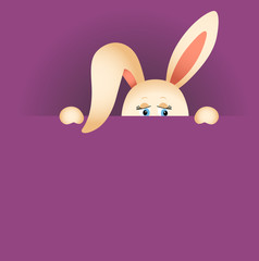 Obraz premium Easter background with cute bunny peeking out