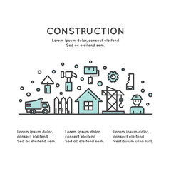 Isolated Vector Style Illustration One Page Web Site Template of Real Estate House Building and Business Company, Accommodation, Housing, Construction and Building