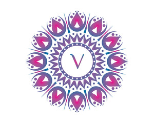 V Letter Abstract Ornament Logo