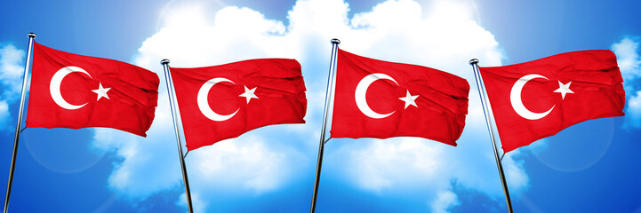 Turkey flag, 3D rendering, on cloud background