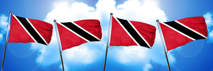 Trinidad and tobago flag, 3D rendering, on cloud background