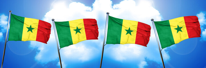 Senegal flag, 3D rendering, on cloud background