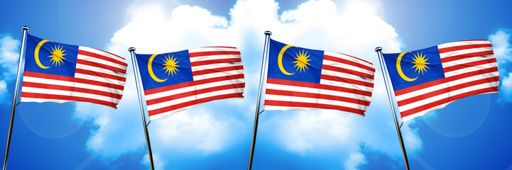 Malaysia flag, 3D rendering, on cloud background