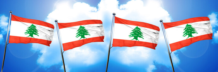 Lebanon flag, 3D rendering, on cloud background