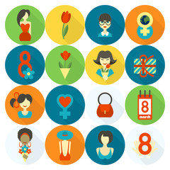 Womans Day Icon Set
