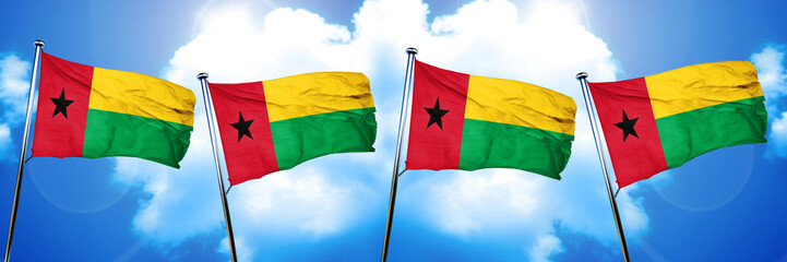 Guinea bissau flag, 3D rendering, on cloud background