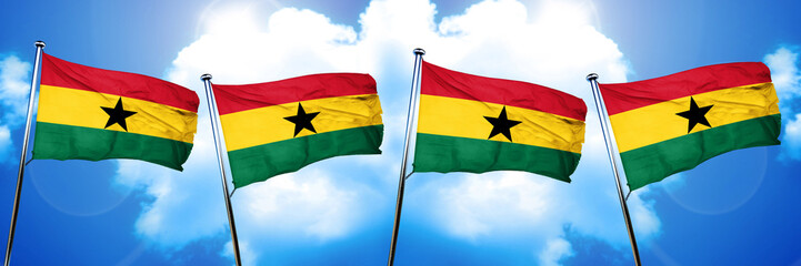 Ghana flag, 3D rendering, on cloud background