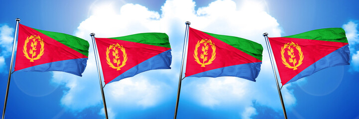 Eritrea flag, 3D rendering, on cloud background