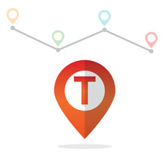 Initial Letter T With Pin Location Logo on Maps