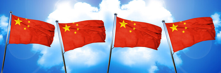 China flag, 3D rendering, on cloud background