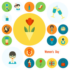 Womans Day Icon Set