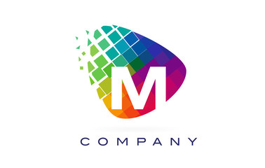 Letter M Colourful Rainbow Logo Design.